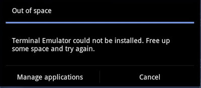 out of space   application couldn't be installed. free up some space and try again.