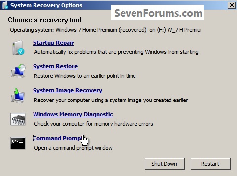 عکس: system recovery option