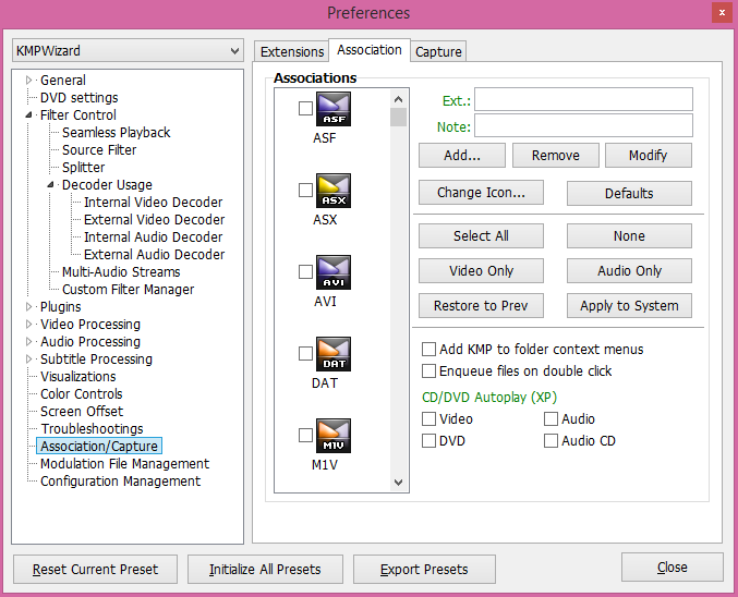 kmplayer file association